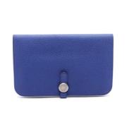 Pre-owned Leather wallets Hermès Vintage , Blue , Dames