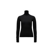 Luxe Wol Kasjmier Polo Hals Trui Moncler , Black , Dames