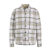 Dobby Check Lange Mouw Overshirt Cast Iron , Gray , Heren