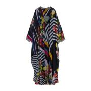 Kleurrijke Kaftan Jurk met Decoratieve Stenen Marina Rinaldi , Multico...