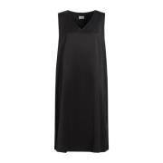 Elegante Satijnen Midi Jurk met Zakken Marina Rinaldi , Black , Dames