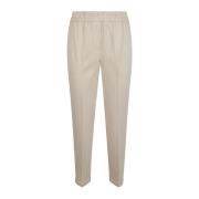 Crème Elastische Broek Zachte Pijp Via Masini 80 , Beige , Dames