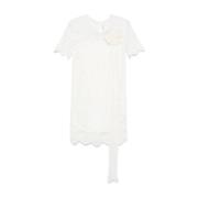 Elegante Zwarte Jurk met Kantdetail Ermanno Scervino , White , Dames