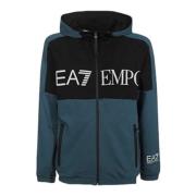 Heren Hoodie met Rits en Capuchon Emporio Armani EA7 , Black , Heren