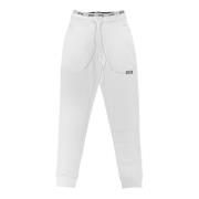 Witte katoenen joggers met elastische taille Gcds , White , Heren