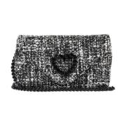 Zwarte Tweed Hart Juweel Tas Roberto Festa , Black , Dames