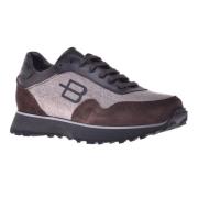 Trainers in dark brown and beige suede and fabric Baldinini , Multicol...