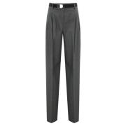 Grijze wollen blend ceintuur broek Max Mara Studio , Gray , Dames