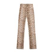 Gebreide Rib Flared Broek Alix The Label , Brown , Dames