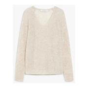 Geribbelde Mohair Trui met Raglanmouwen Max Mara , Beige , Dames