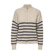 Ritssluiting Pullover Gebreide Trui Only , Beige , Dames