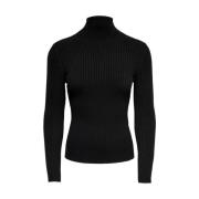 Rollneck Pullover Gebreide Top Only , Black , Dames