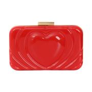 Rode Clutch met reliëf hartontwerp Love Moschino , Red , Dames