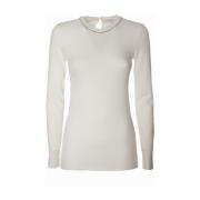 Elegante T-shirt met Lange Mouwen en Juweel Detail Brunello Cucinelli ...