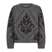 Zachte Mohair Gebreide Trui met Dove Patroon MOS Mosh , Gray , Dames