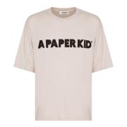 Oversized Katoenen T-Shirt met Print op de Voorkant A Paper Kid , Whit...