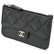 Pre-owned Leather wallets Chanel Vintage , Black , Dames