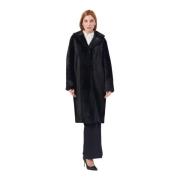 Zwarte Lange Omkeerbare Jas Elegante Stijl YES ZEE , Black , Dames