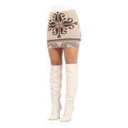 Etnische Jacquard Mini Rok Beige Akep , Beige , Dames