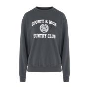 Vervaagde Crest Crewneck Sweater Sporty & Rich , Black , Dames