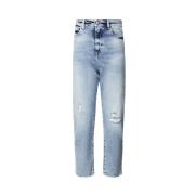 Hoge Taille Rechte Pijp Blauwe Jeans Icon Denim , Blue , Dames