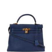 Pre-owned Canvas handbags Hermès Vintage , Blue , Dames