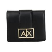 Zwarte damesportemonnee met logogesp Armani Exchange , Black , Dames