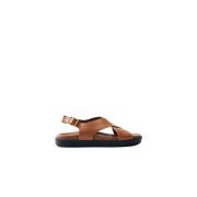 Bruine leren sandalen 3cm hak Alohas , Brown , Dames