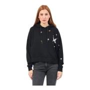 Zwarte hoodie met voorapplicaties Richmond , Black , Dames