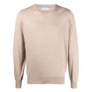 Luxe Wol Kasjmier Crew-neck Gebreide kleding Brunello Cucinelli , Beig...