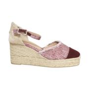 Tweed Sleehak Espadrilles Rood Suède Castañer , Red , Dames