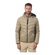 Beige Gewatteerde Hooded Ritsjas YES ZEE , Beige , Heren