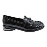 Zwarte Veterschoenen met Platte Zool Jeannot , Black , Dames