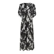 Maxi Jurk Zwart/Grijs Wazige Grafische Kaffe , Black , Dames