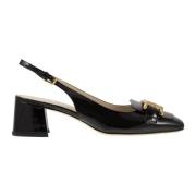 Slingback Pomp met Vierkante Neus en Metalen Ketting Tod's , Black , D...