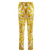 Katoenen Broek met Maioliche Print Dolce & Gabbana , Yellow , Dames