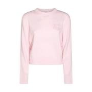 Roze Katoenen Sweatshirt met Frontlogo Maison Kitsuné , Pink , Dames