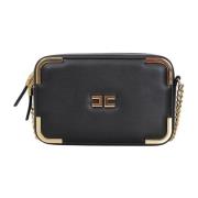 Zwarte schoudertas met kettingriem Elisabetta Franchi , Black , Dames