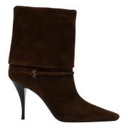 Lage Laars in Zwart Leer Saint Laurent , Beige , Dames