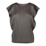 Groene Geplooide Mouwloze Top Issey Miyake , Green , Dames