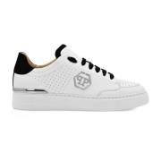 Witte leren sneakers met hexagon detail Philipp Plein , White , Heren