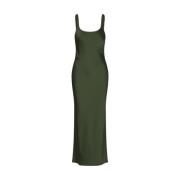 Satin Maxi Jurk met Zijsplit Samsøe Samsøe , Green , Dames