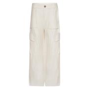 Cargo Broek Bone Elastische Taille Zakken Vince , White , Dames