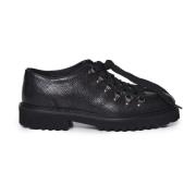 Zwarte Veterschoenen met Platte Zool Doucal's , Black , Heren