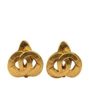 Pre-owned Metal earrings Chanel Vintage , Yellow , Dames