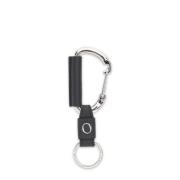 Zwarte Leren Sleutelhanger met Metalen Logo Orciani , Black , Heren