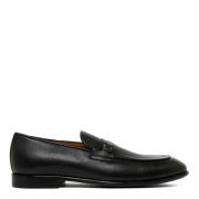 Zwarte Leren Loafers Slip On Stijl Salvatore Ferragamo , Black , Heren