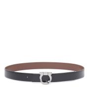 Zwart dubbeltonig riem met twist gesp Salvatore Ferragamo , Black , He...