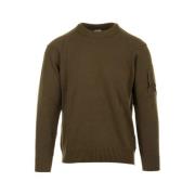 Groene Lamswol Crew Neck Trui C.p. Company , Green , Heren