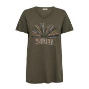 T-shirt met grafische print en kralen MOS Mosh , Green , Dames